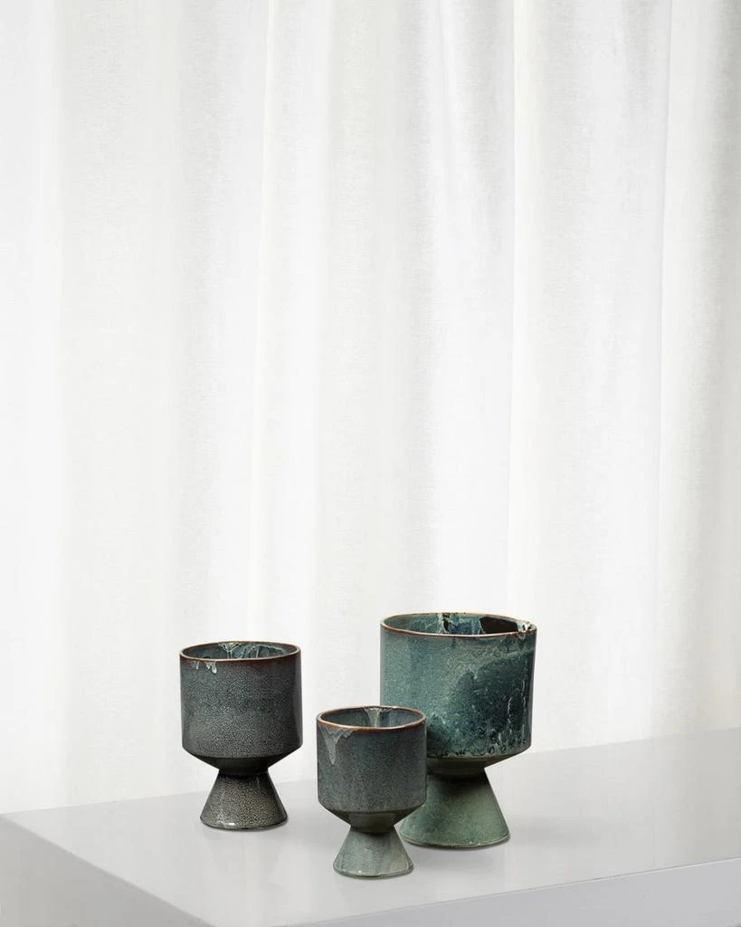 Jamie Young Berkeley Pots in Blue Ceramic, Set of 3 1