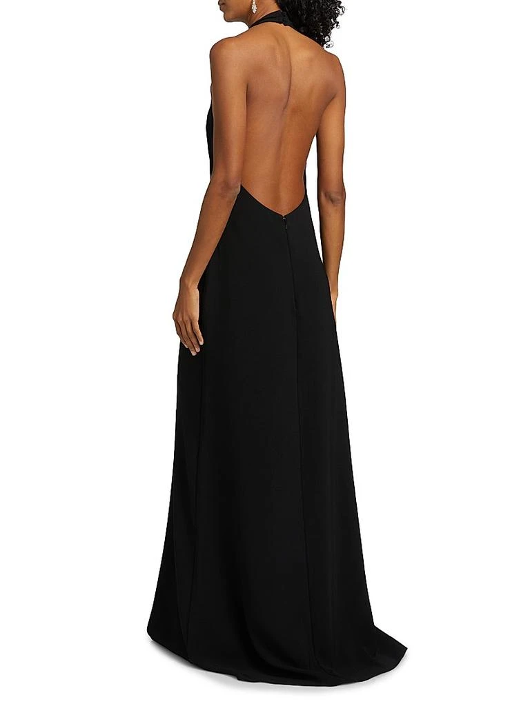 amsale halter dress Halter Tie Sheath Gown Black / 16