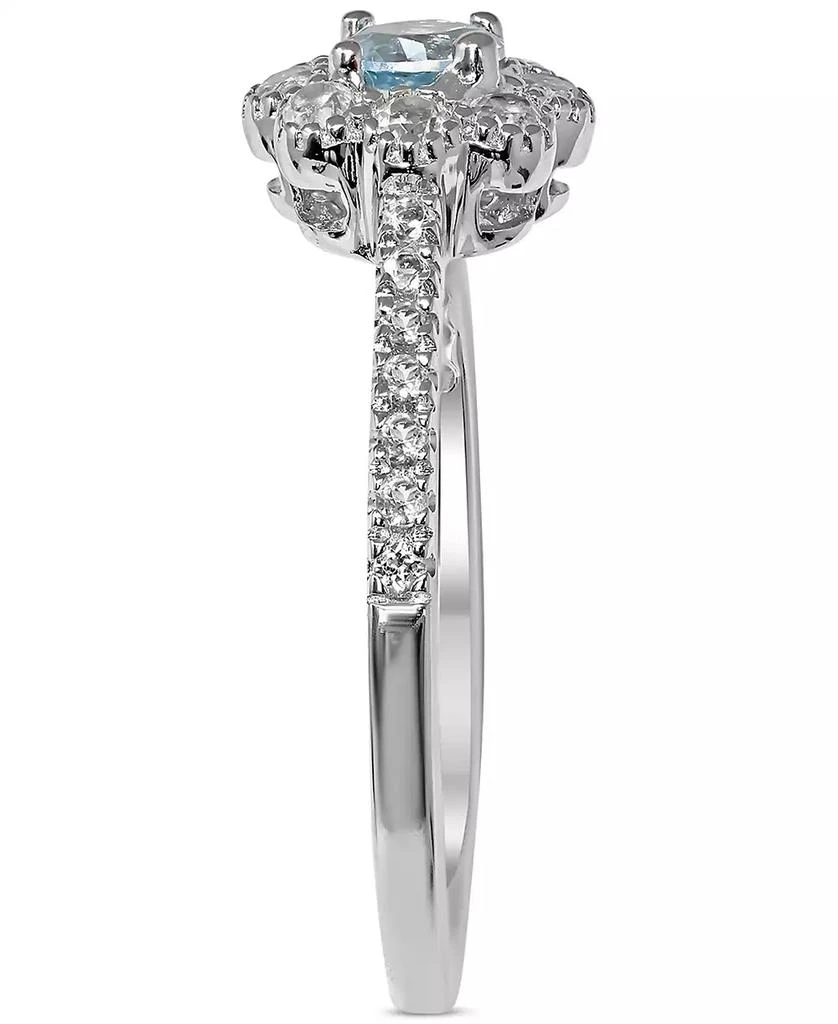 Macy's Aquamarine (1/5 ct. t.w.) & White Topaz (1/4 ct. t.w.) Flower Ring in Sterling Silver 4