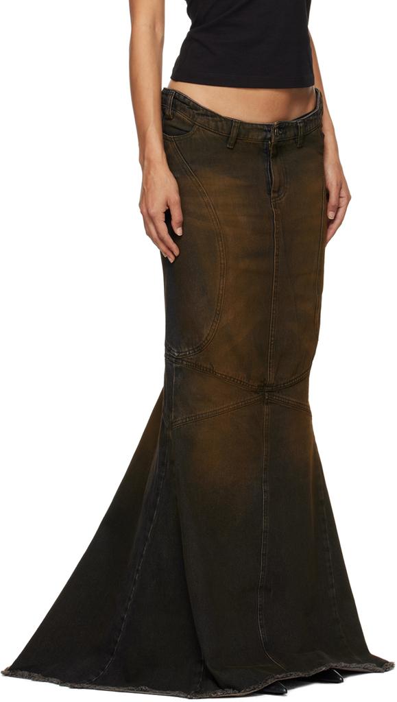 Mowalola Brown Mermaid Denim Maxi Skirt