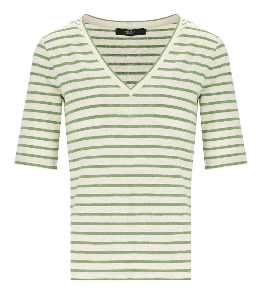 Weekend Max Mara Weekend Max Mara Opzione V-Neck Striped T-Shirt from Cettire