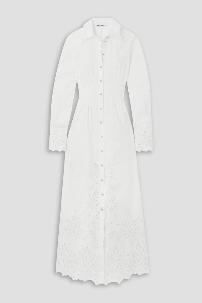 RABANNE Broderie anglaise cotton-poplin midi shirt dress 1