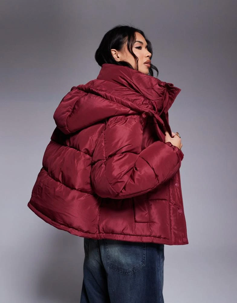 Sixth June Sixth June puffer coat with hood in burgundy 3