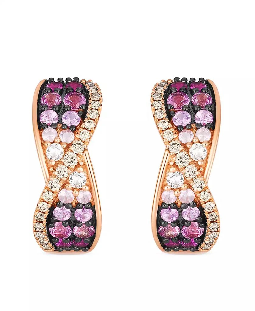 Le Vian White Sapphire (0.10 ct. t.w.), Pink Sapphire Ombres (1.03 ct. t.w.), and Nude Diamond (0.24 ct. t.w.) Hoop Earrings in 14k Strawberry Gold 2