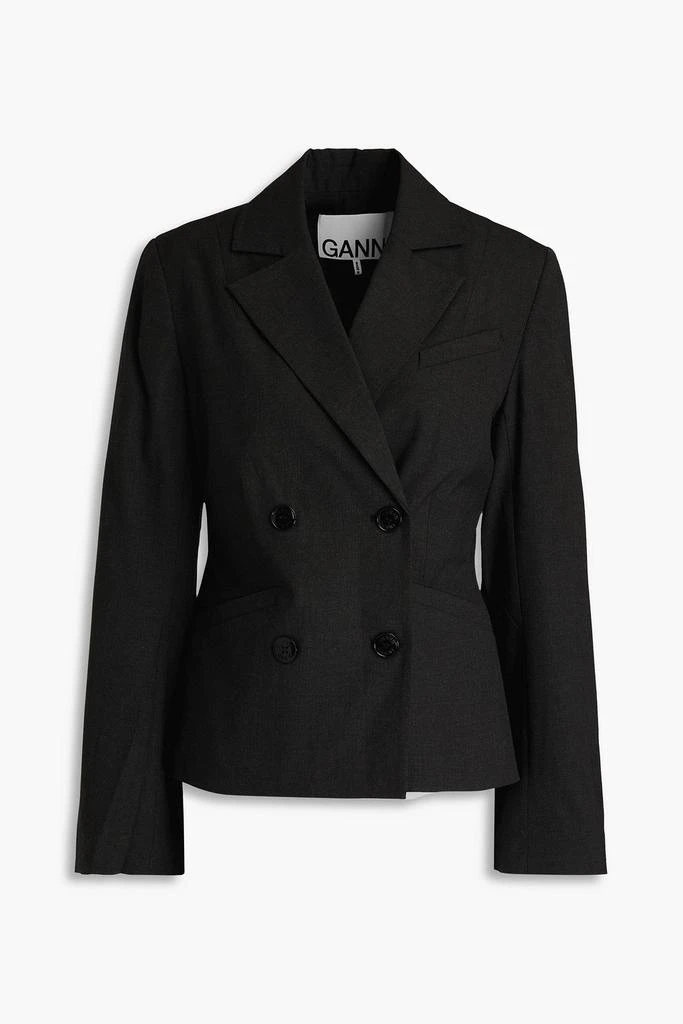 Ganni Double-breasted woven blazer 1