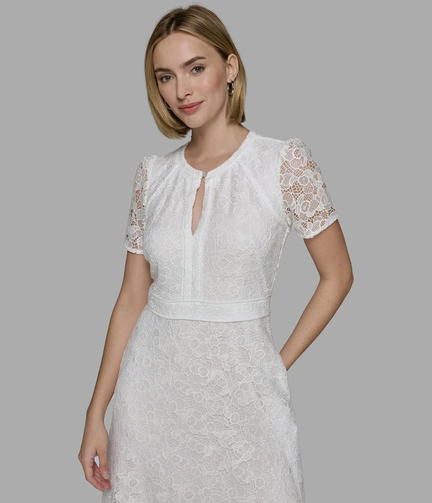 Women's Floral Lace Midi Dress | White | Size: 6 | Karl Lagerfeld Paris Women's Floral Lace Midi Dress | White | Size: 6 | Karl Lagerfeld Paris