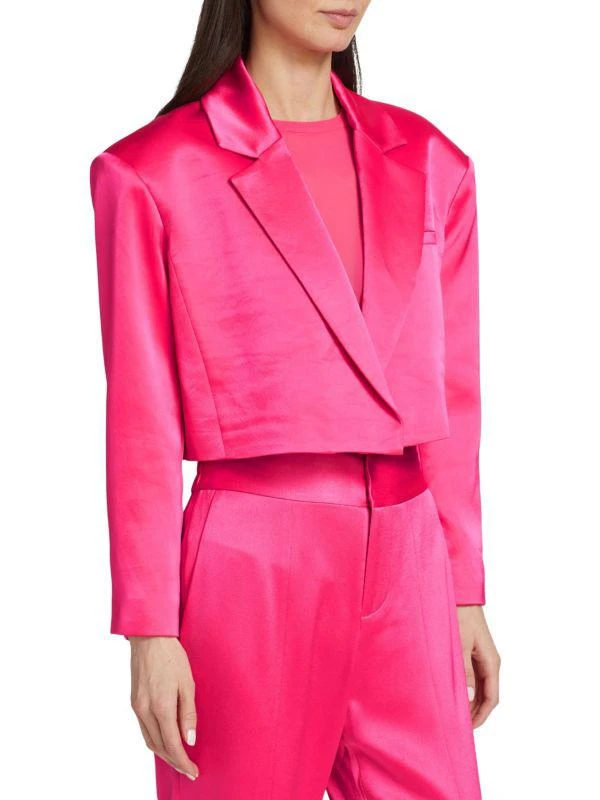 Alice + Olivia Shan Cropped Satin Blazer 3