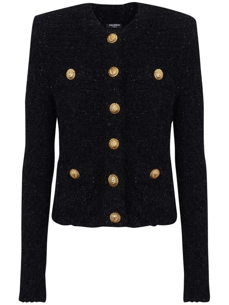 Balmain Balmain Buttoned Maze Tweed Jacket Clothing 1