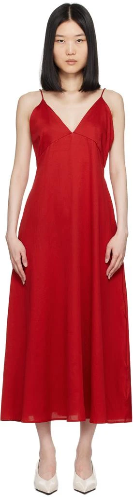 LESET Red Yoko V Midi Dress 1