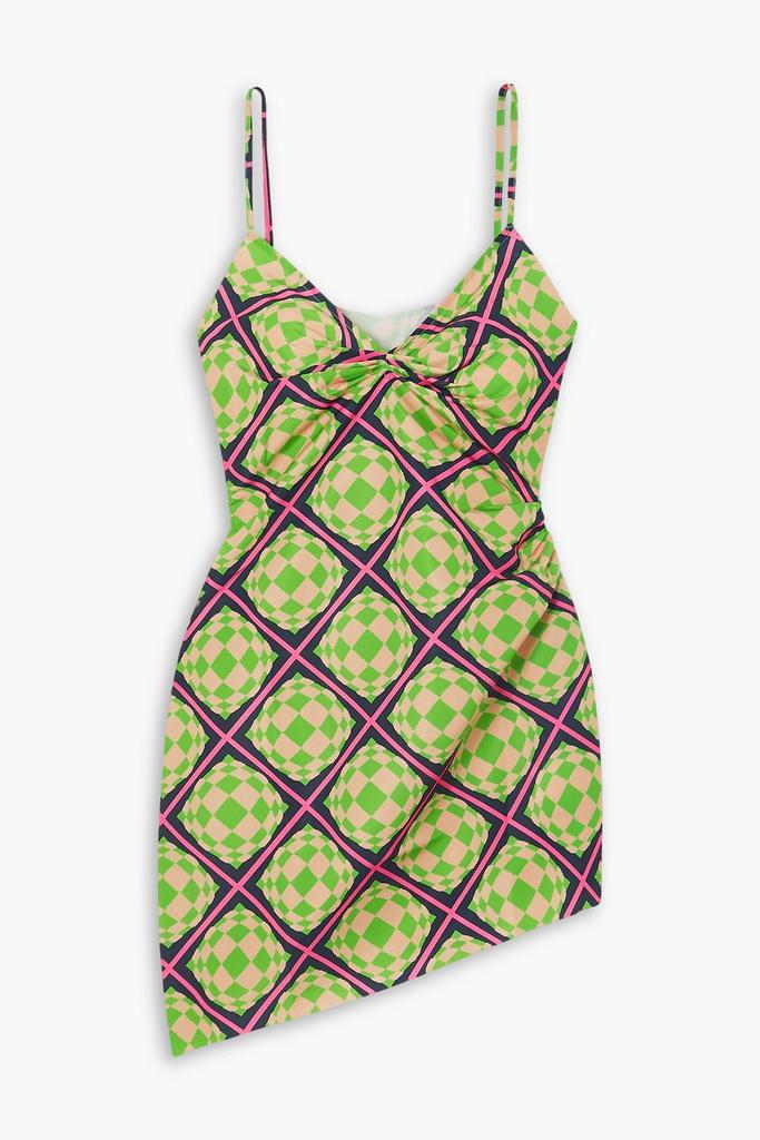 Maisie Wilen Party Girl asymmetric printed crepe de chine mini dress