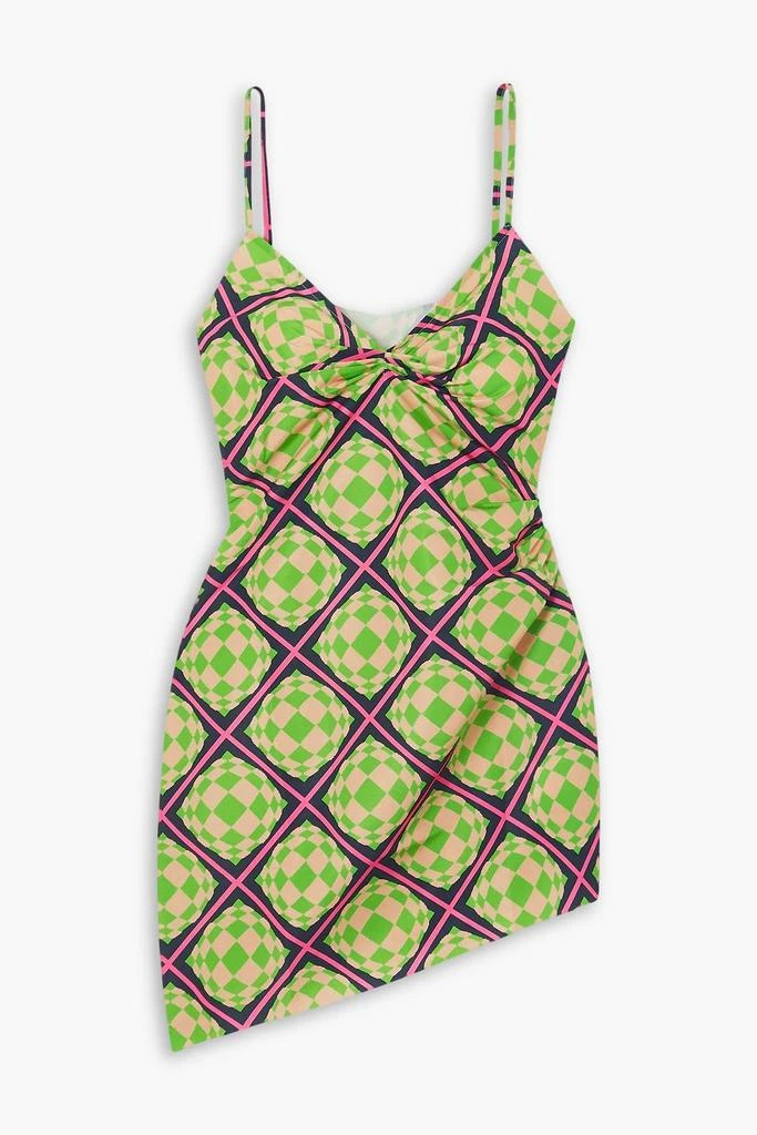 Maisie Wilen Party Girl asymmetric printed crepe de chine mini dress 1