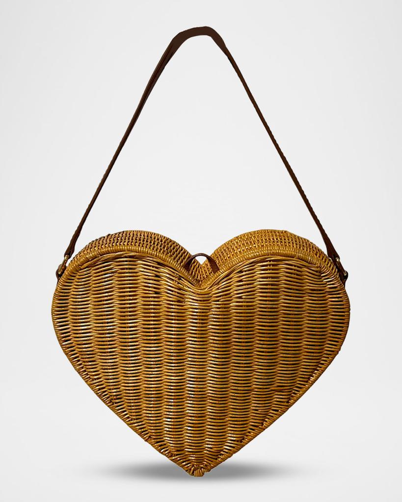 SERPUI Pulsating Heart Rattan Top-Handle Bag