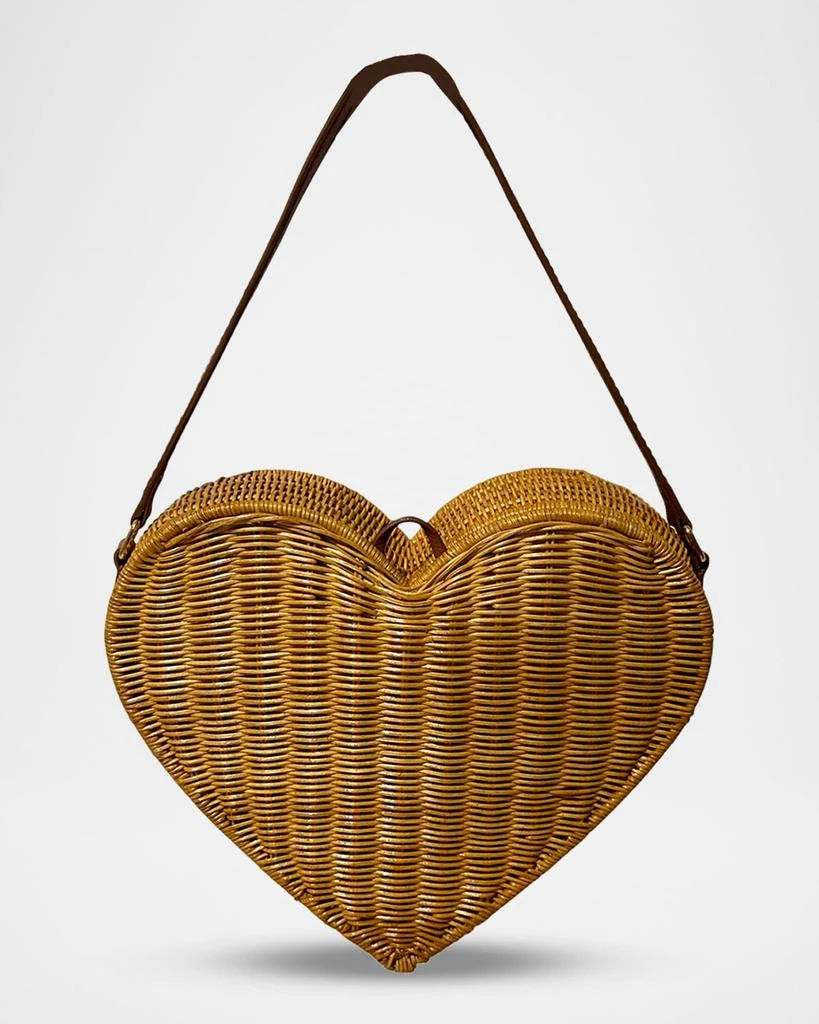 SERPUI Pulsating Heart Rattan Top-Handle Bag 1