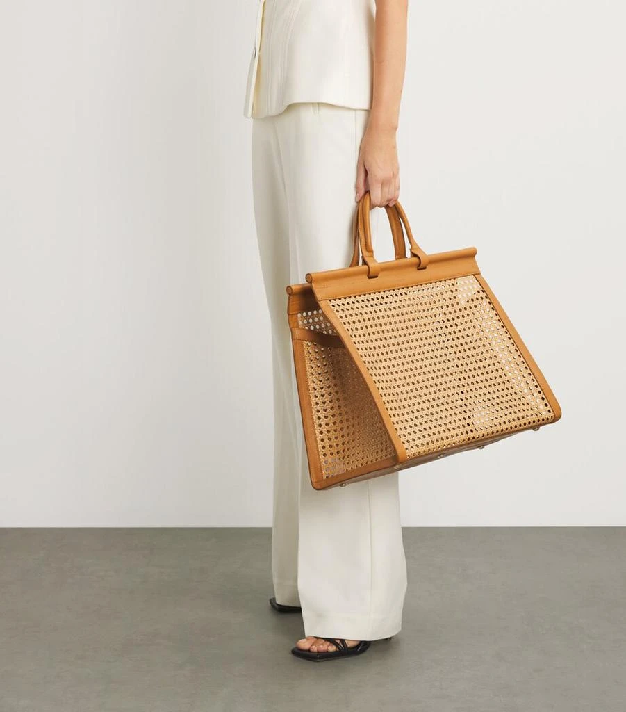 BLINQ Midi Calfskin-Rattan Porto Top-Handle Bag 5