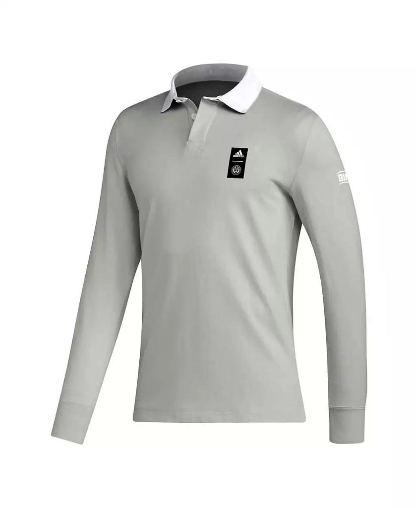 Adidas Men's 2023 Player Gray Philadelphia Union Travel Long Sleeve Polo Shirt 3