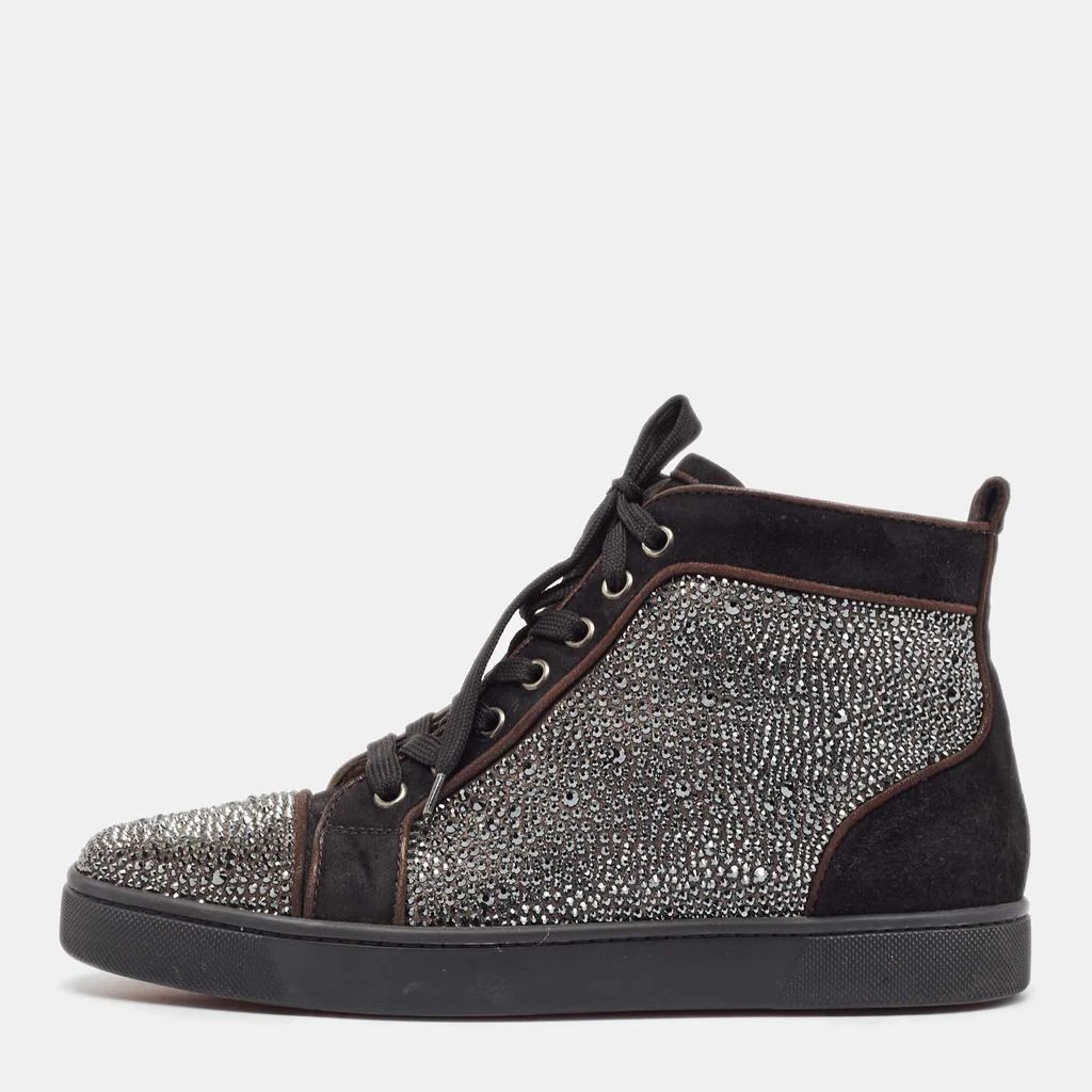 Christian Louboutin Christian Louboutin Black Suede Crystal Embellished Louis High Top Sneakers Size 39 1