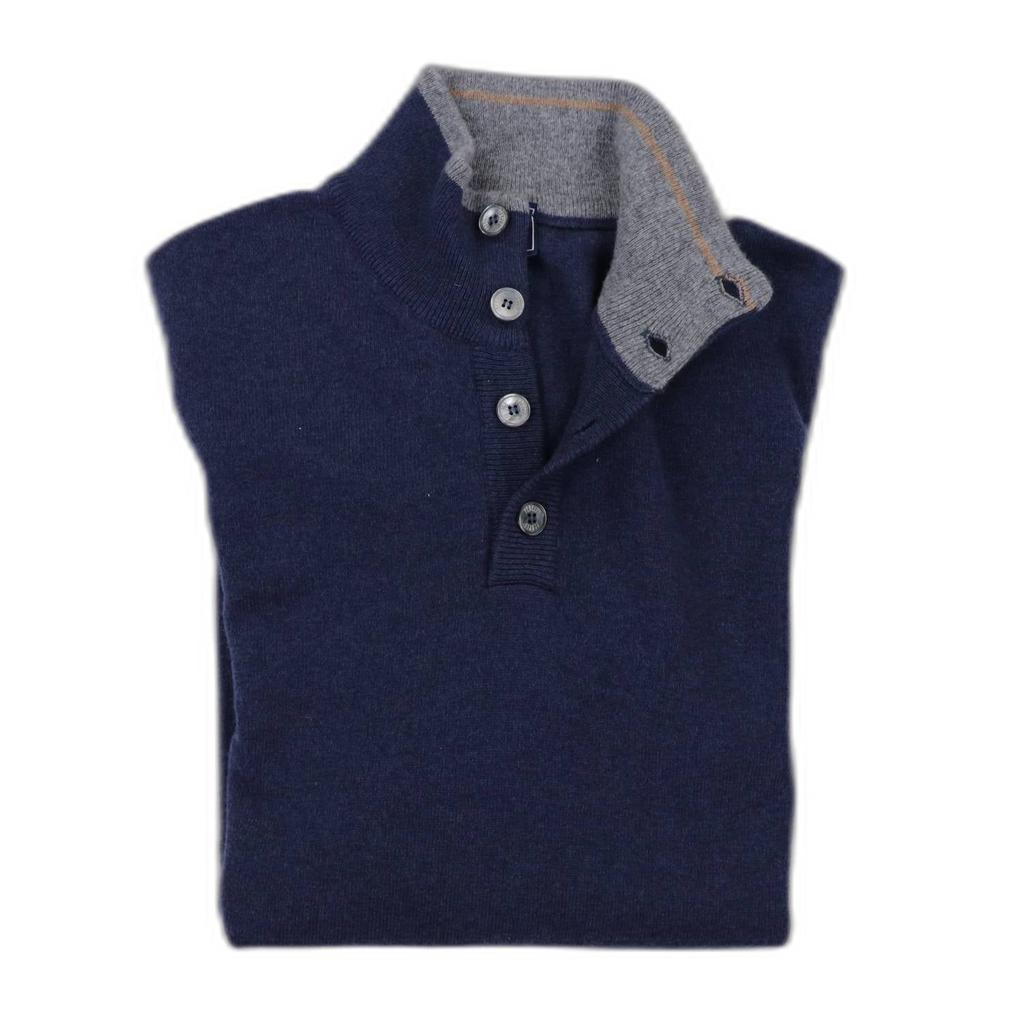 Fedeli Fedeli - Men's Scirocco Tricolor Half Button Cashmere Sweater