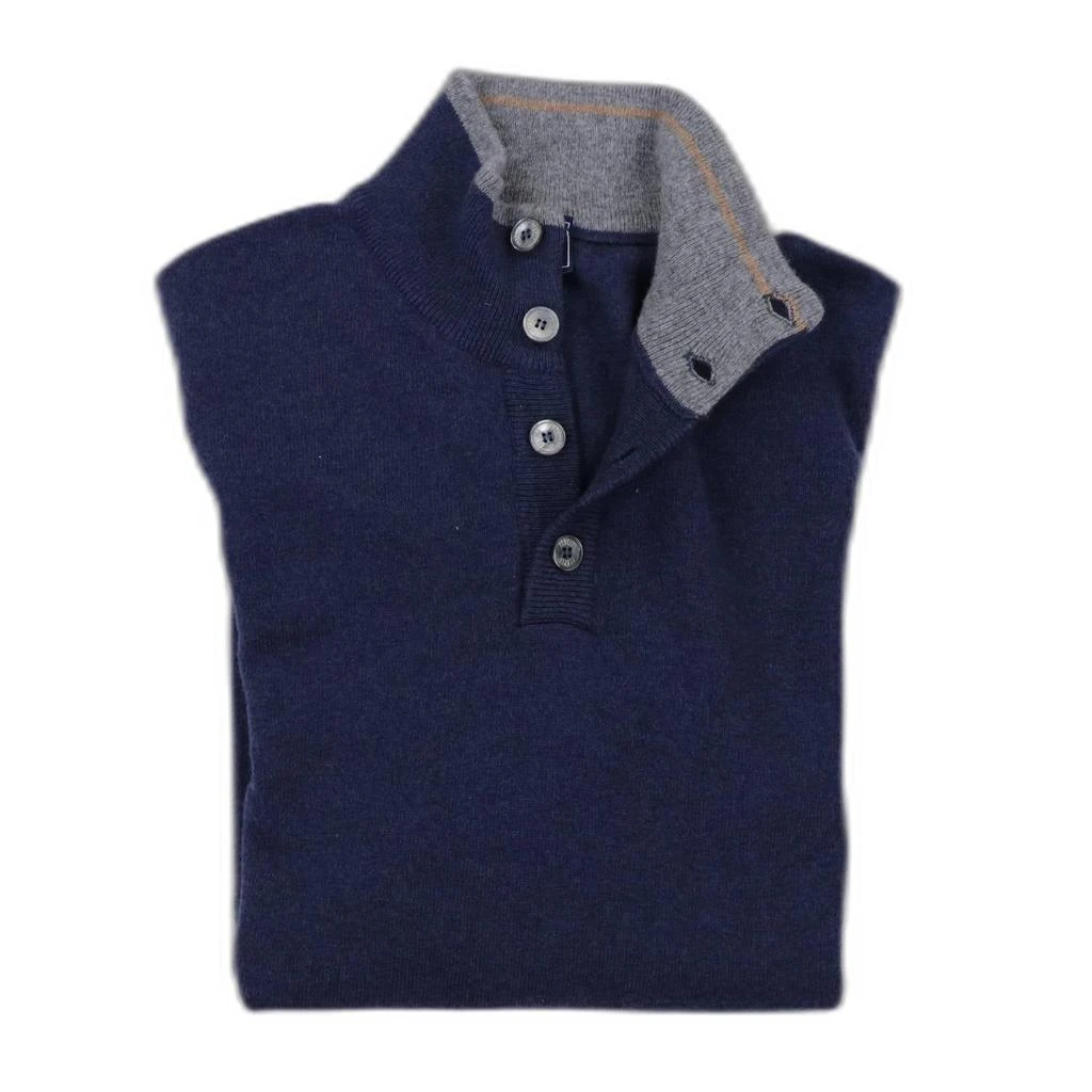 Fedeli Fedeli - Men's Scirocco Tricolor Half Button Cashmere Sweater 1