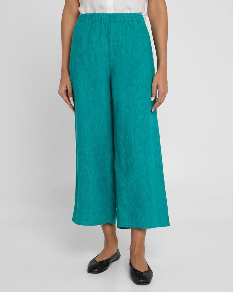 Eileen Fisher Cropped Wide-Leg Organic Linen Pants 4