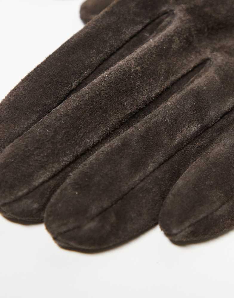 GINA TRICOT Gina Tricot pure suede leather gloves in dark brown