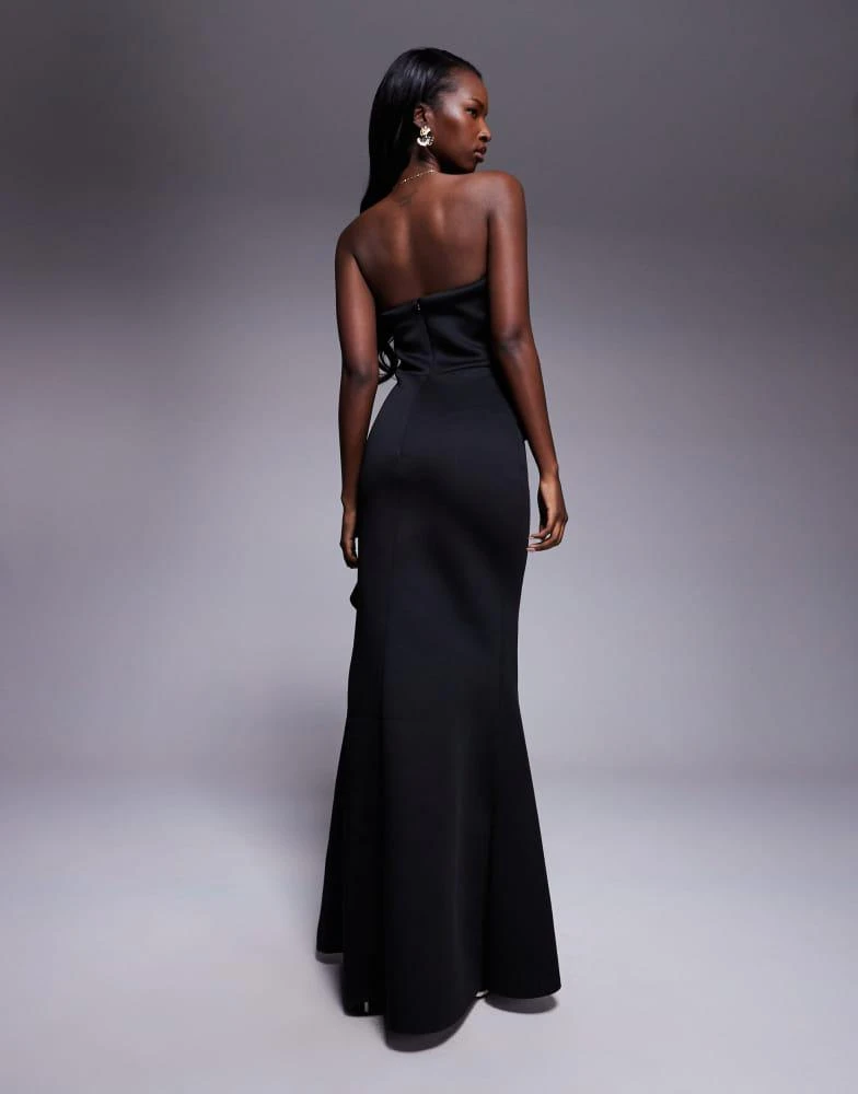 open lace back dress Glassworks London Black Strapless Peplum Top main image 0