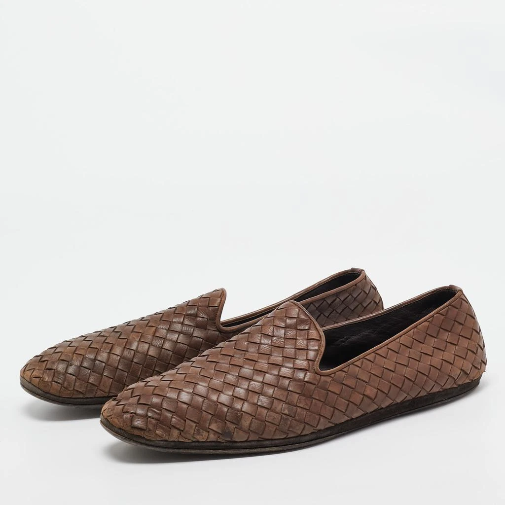 Bottega Veneta Bottega Veneta Brown Intrecciato Leather Slip On Loafers Size 43 2