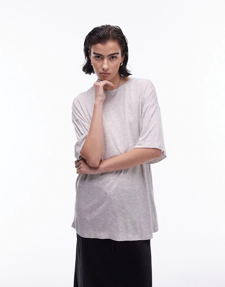 Topshop Topshop premium slouchy oversized tee in oat marl 1