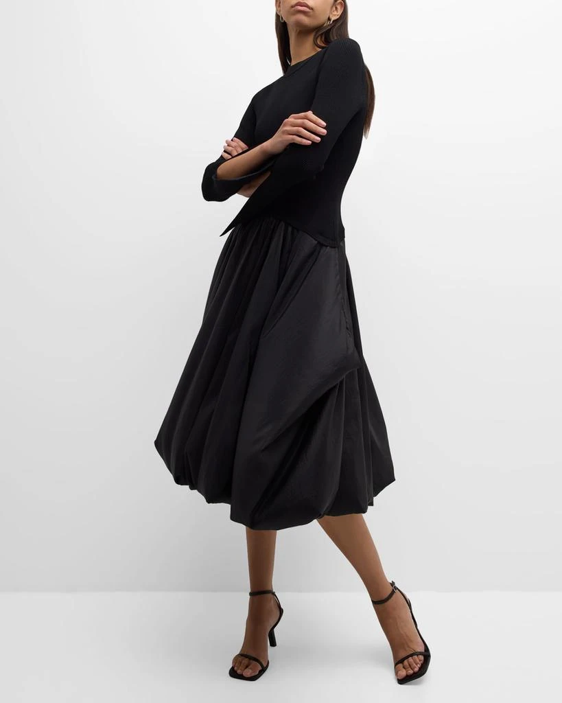 SIMKHAI Kenlie Mixed Media Bubble Midi Dress 7