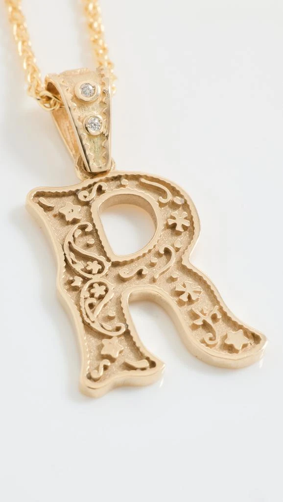 Marlo Laz Mini SW Alphabet Charm on Wheat Chain Necklace 4