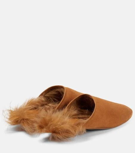 Khaite Otto shearling-trimmed suede mules 3