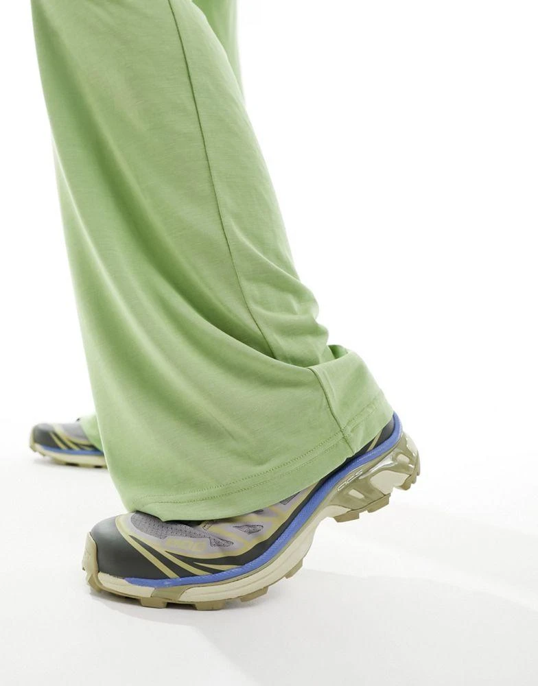 Monki Monki super soft wide leg trousers in light green 4