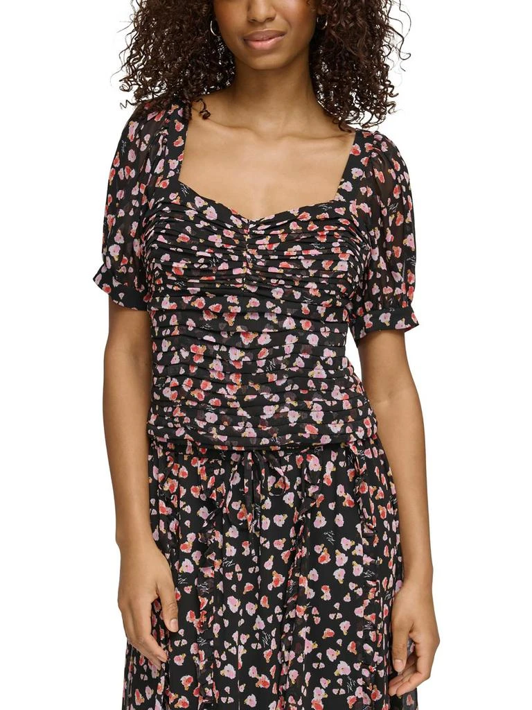 Karl Lagerfeld Paris Womens Floral Print Pleated Cropped 1