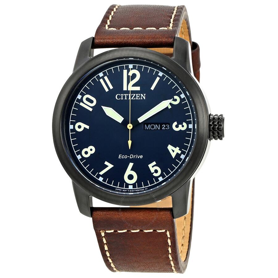 Citizen Chandler Eco-Drive Dark Blue Dial Brown Leather  Men's Watch BM8478-01L