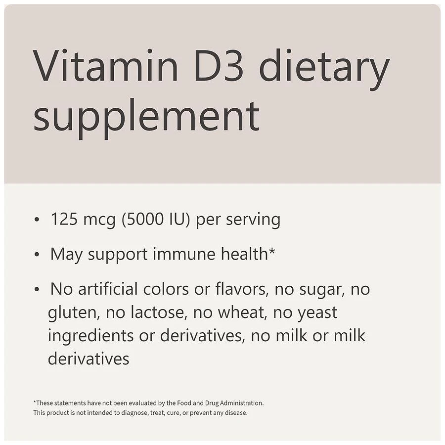 Walgreens Vitamin D3 125 mcg (5000 IU) Softgels 6