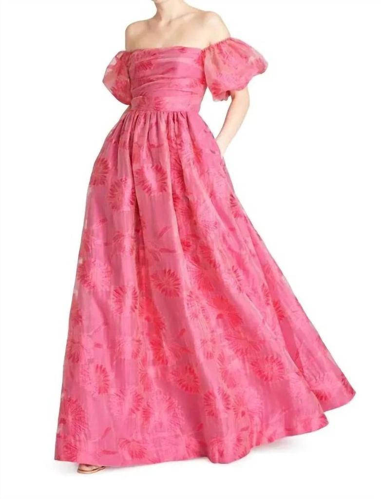 Monique Lhuillier Monique Lhuillier - Floral Off The Shoulder Organza Ball Gown