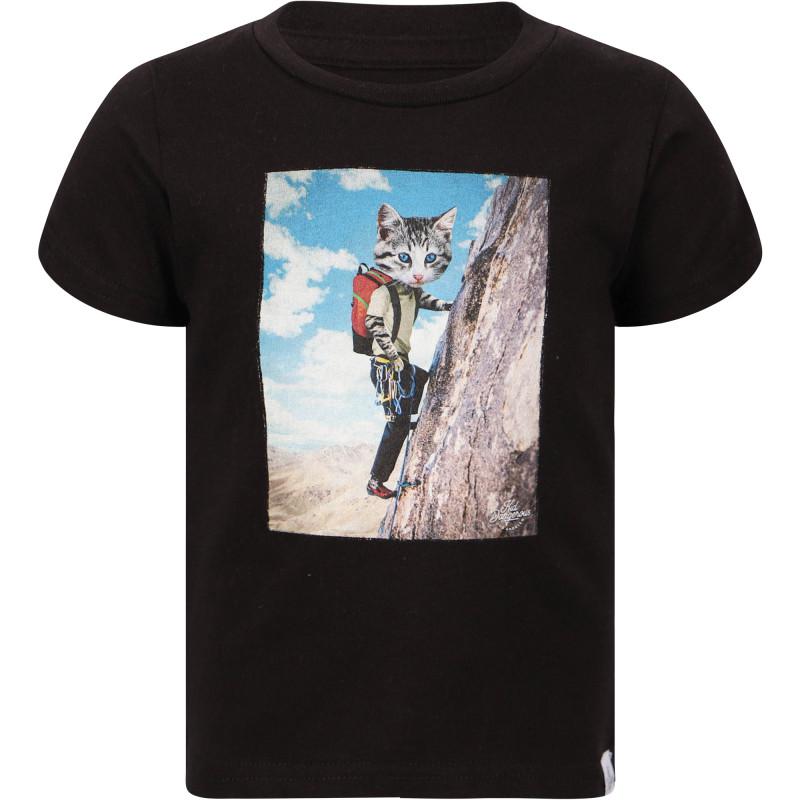 Kid Dangerous Cat rock climber logo t shirt in black