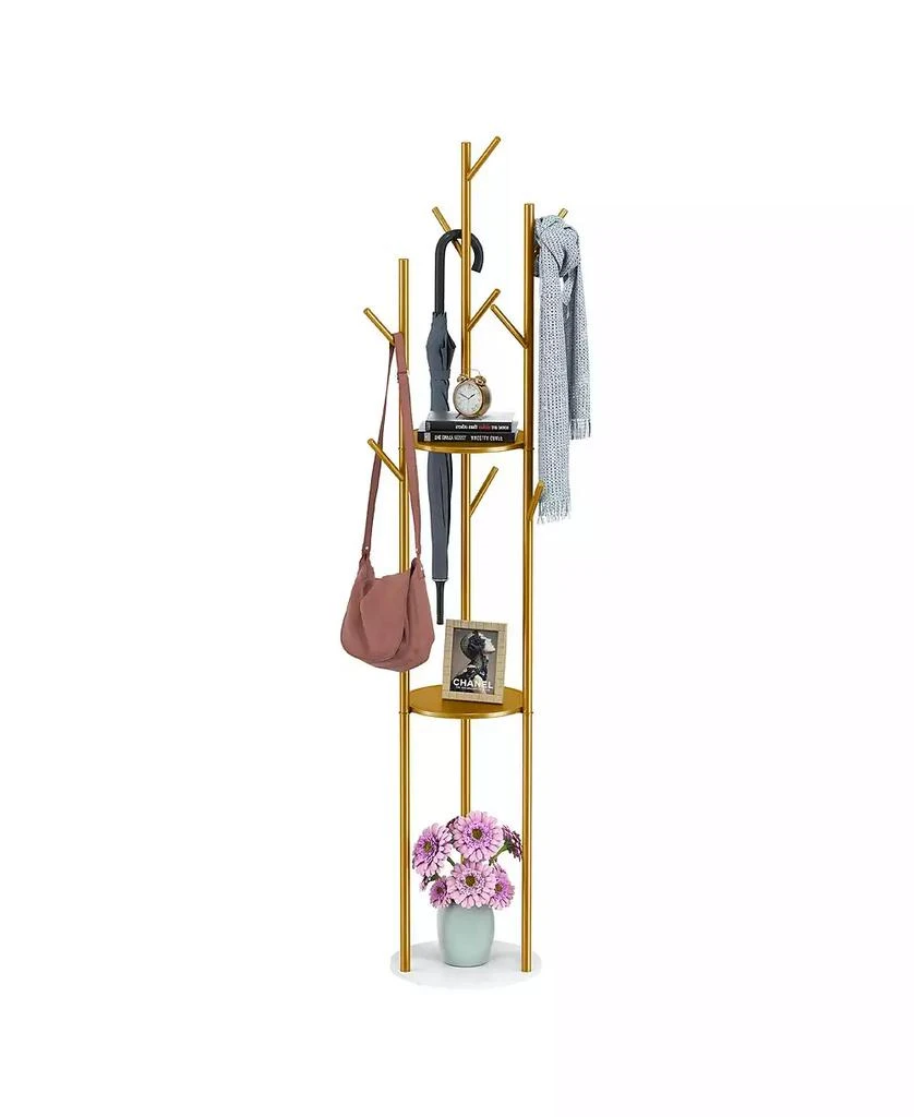 UNHO Freestanding Coat Rack: Hall Tree Clothes Hangers with Marble Base for Entryway Bedroom