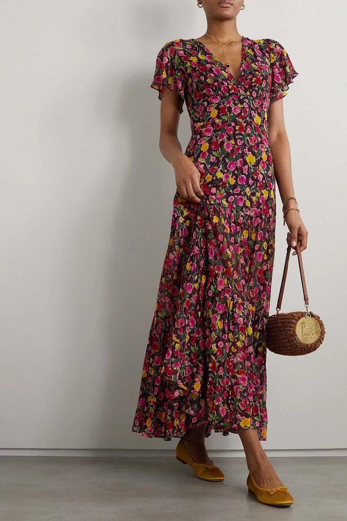 Rixo Delicia floral-print metallic fil coupé chiffon maxi dress 2