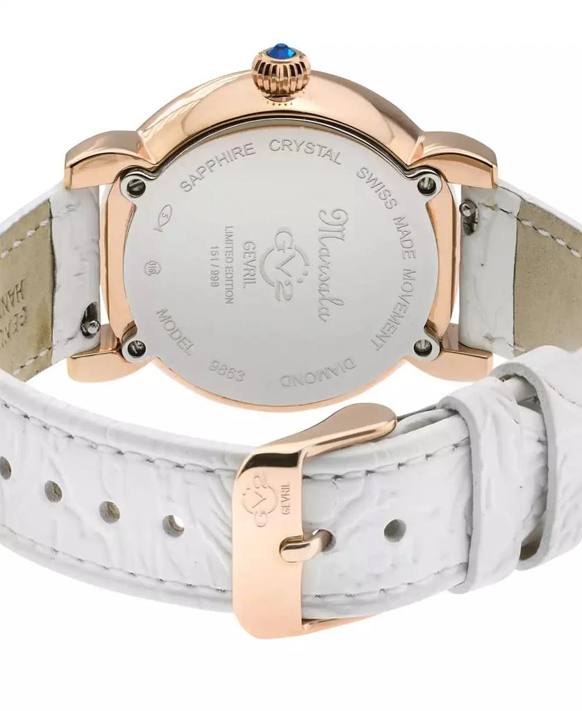 Gevril Women's Marsala Swiss Quartz White Leather Watch 37mm 3