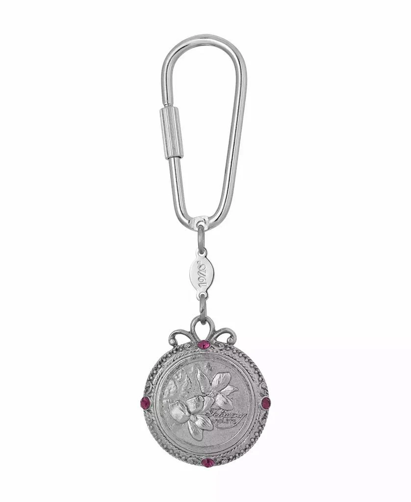 2028 Women
s February Flower of the Month Violets Key Fob