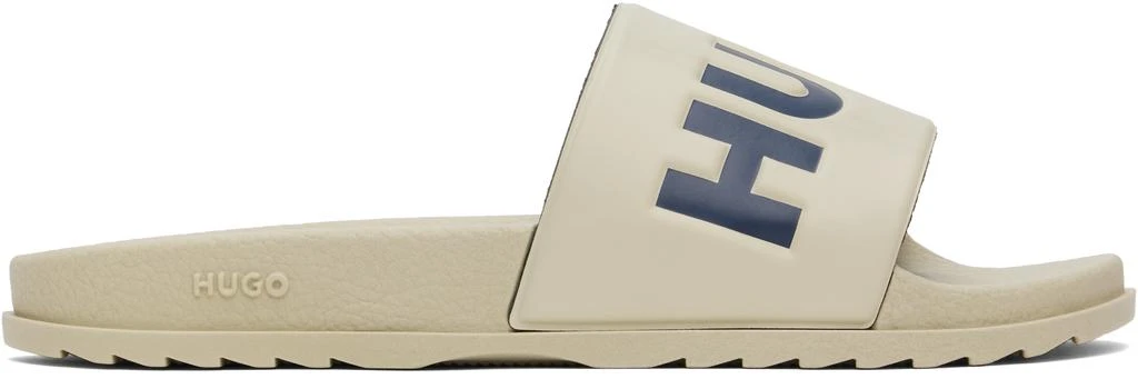 Shop Beige Logo Strap Pool Slides on Sale at BeyondStyle  display picture 2