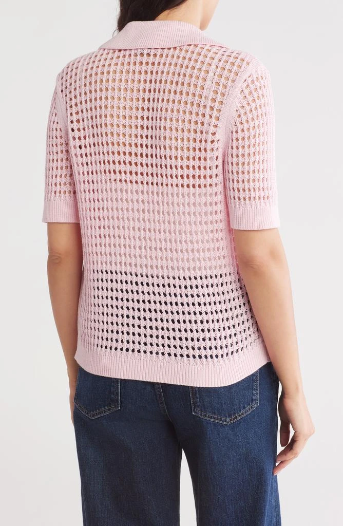 Design History Crochet Short Sleeve Button-Up Sweater 2