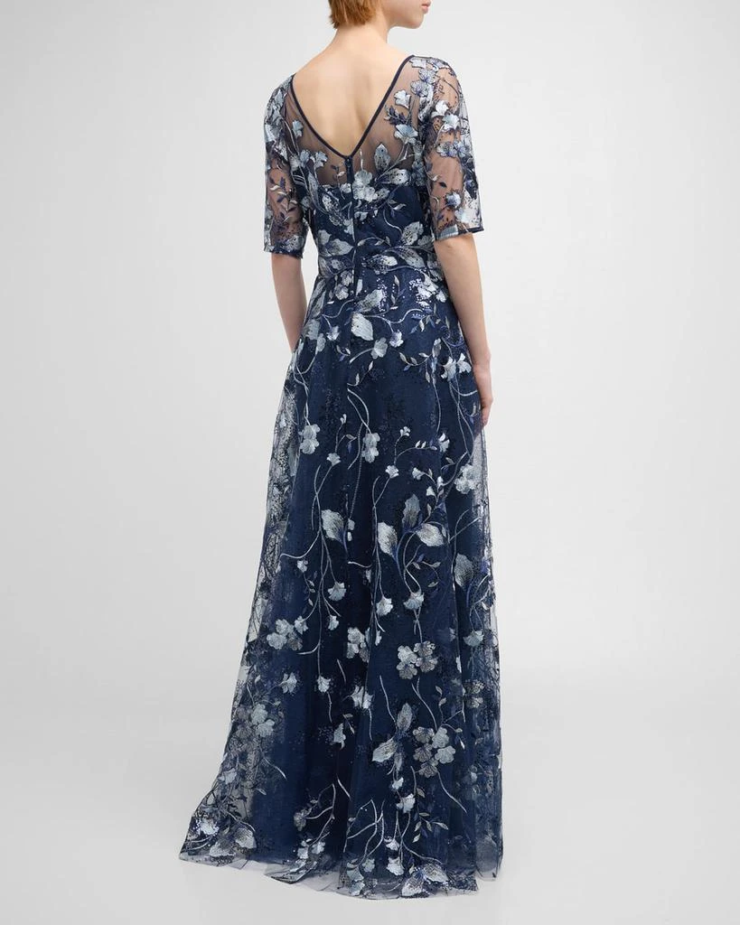 teri jon embroidered tulle dress Teri Jon Tea Length Embroidered Tulle Cocktail Dress – Glasscock Boutique main image 0