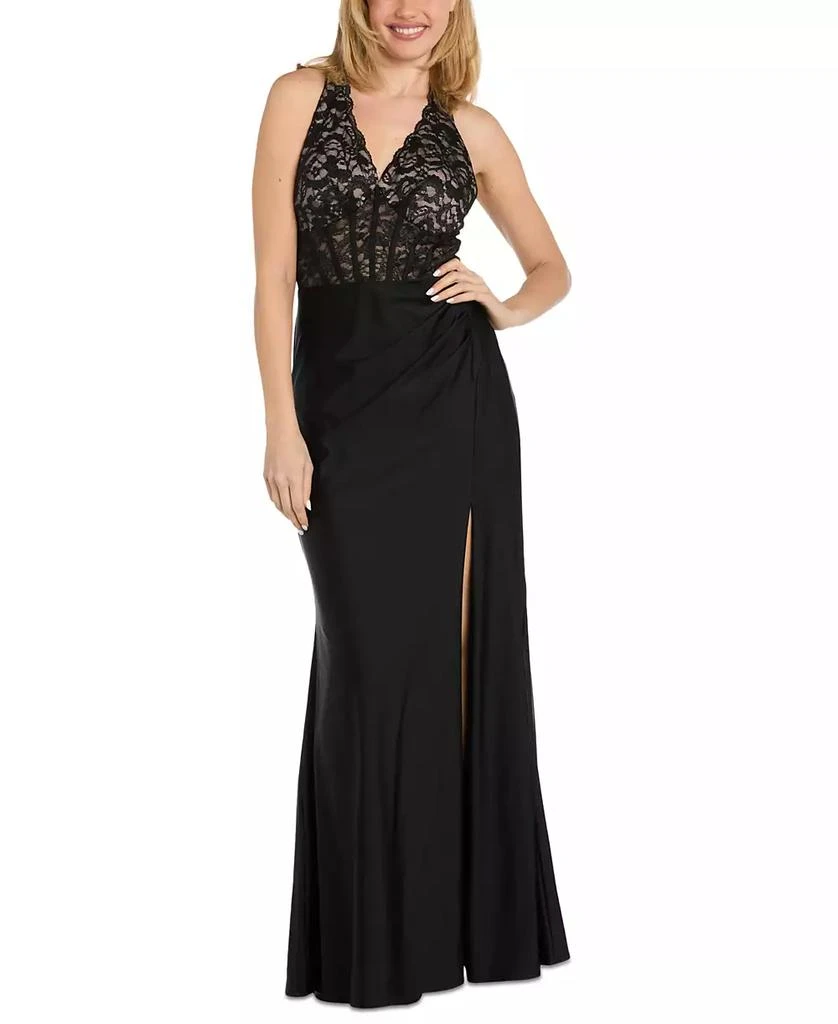 Morgan & Company Women's Sleeveless Lace Corset Gown 1