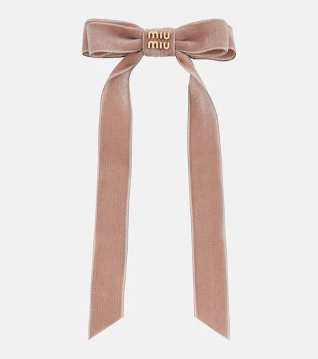 Miu Miu Logo velvet bow hair clip