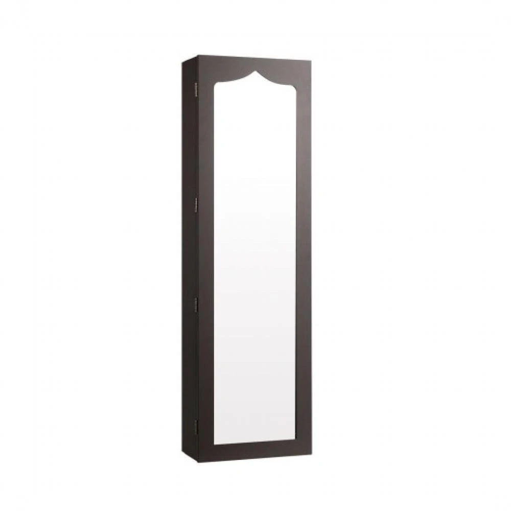 Hivvago 5 LEDs Jewelry Armoire Wall Mounted / Door Hanging Mirror-Brown