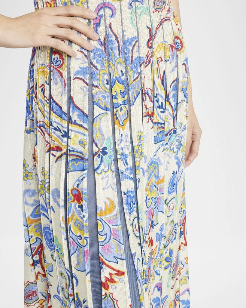 ETRO Blue Bouquet Pleated Knit Midi Sweater Dress 5