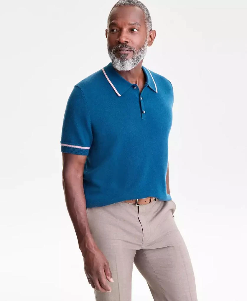 Club Room Men's Regular-Fit Tipped 100% Cashmere Sweater Polo Shirt, Macy's Exclusive 1