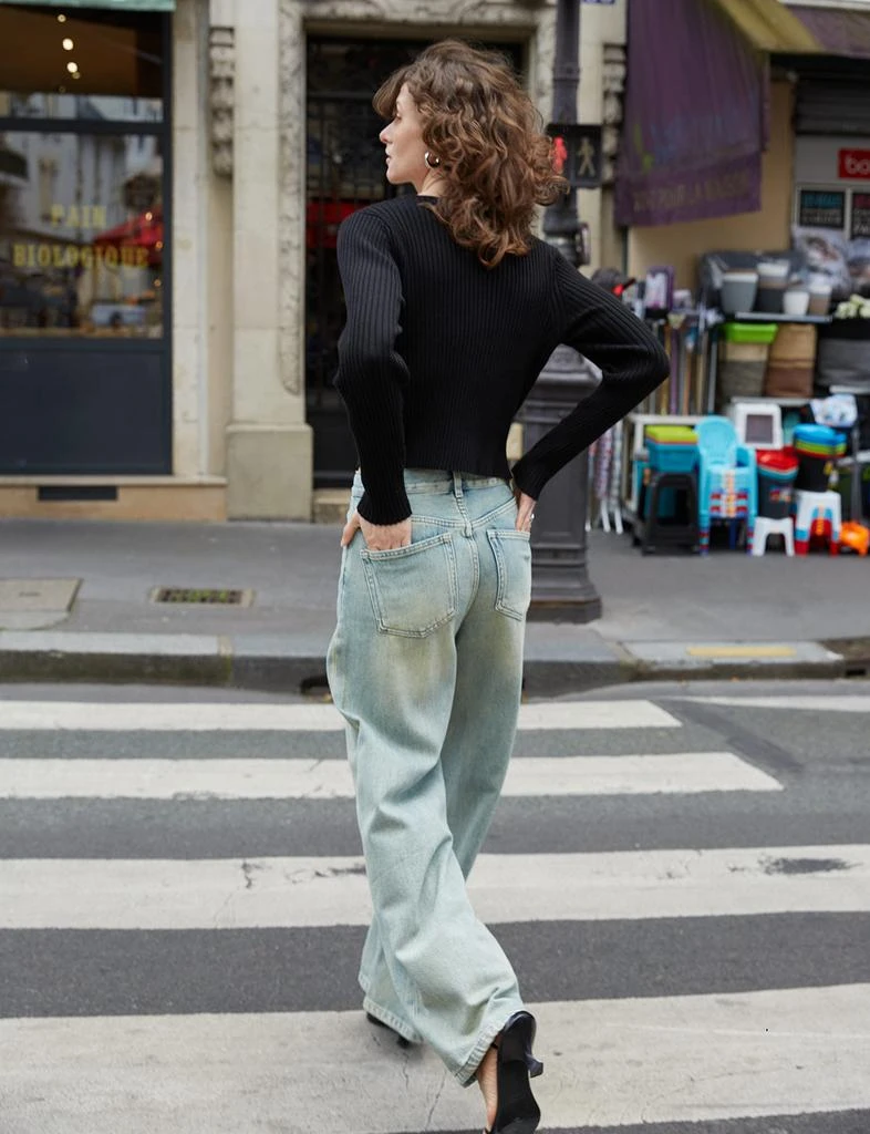 Pixie Market Carson Wide-Leg Faded Jeans 6