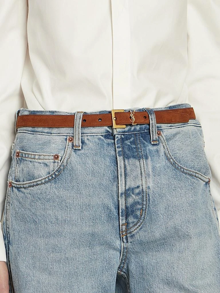 YSL CASSANDRE THIN BELT WITH SQUARE BUCKLE IN SUEDE SIZE 80 Yves Saint Laurent Cassandre Thin Belt with Square Buckle in  main image 3